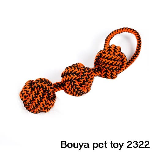 Woven mixed colors Rope toy with tennis ball for dog